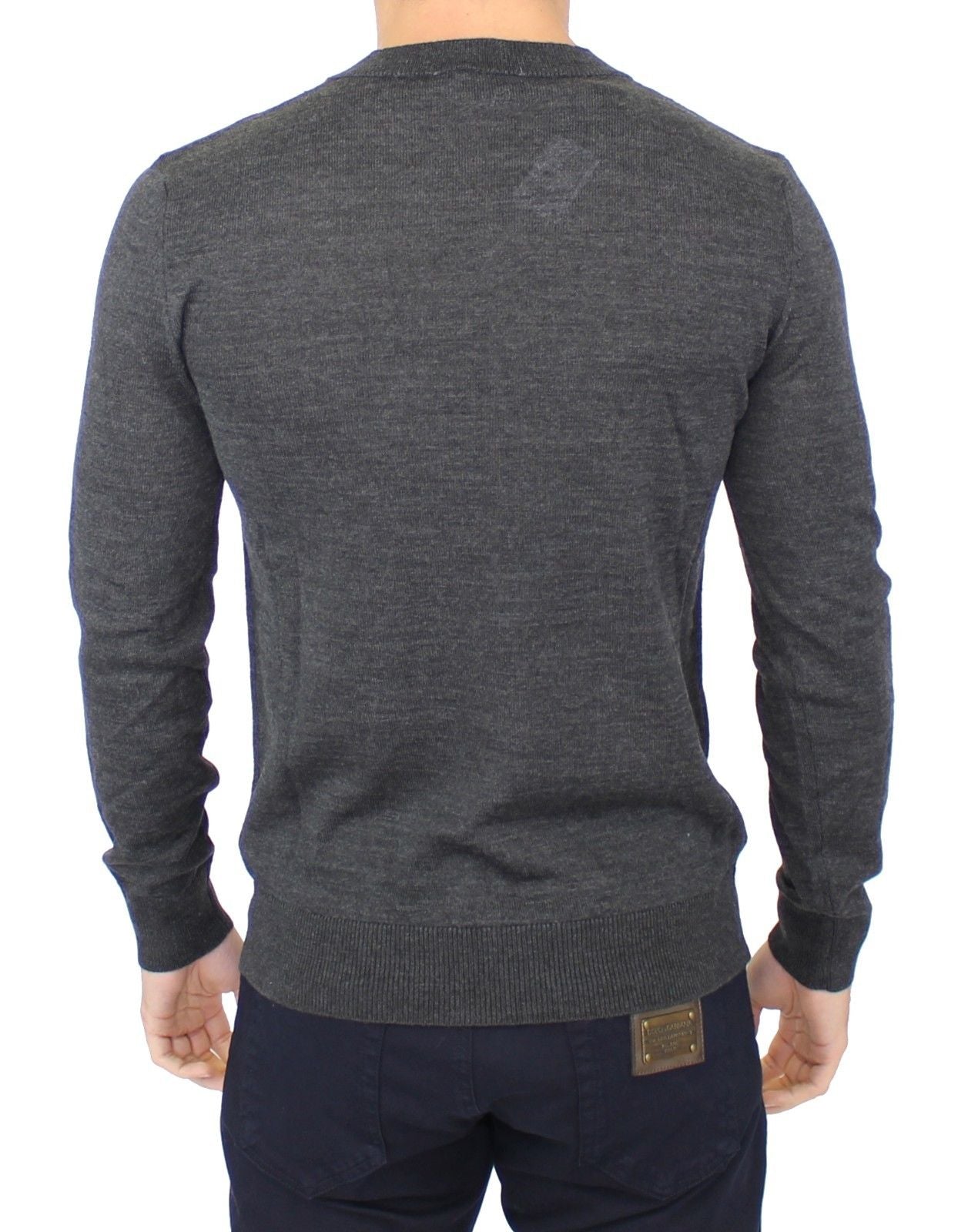 Ermanno Scervino Gray Wool Blend V-neck Pullover Sweater Ermanno Scervino