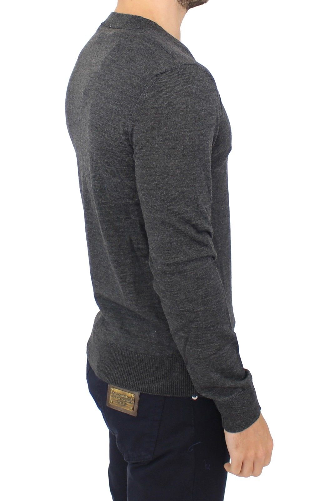 Ermanno Scervino Gray Wool Blend V-neck Pullover Sweater Ermanno Scervino