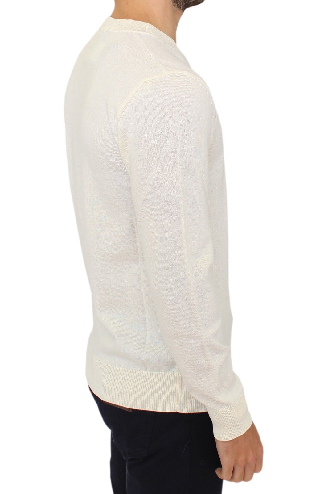 Ermanno Scervino Off White Wool Blend V-neck Pullover Sweater Ermanno Scervino