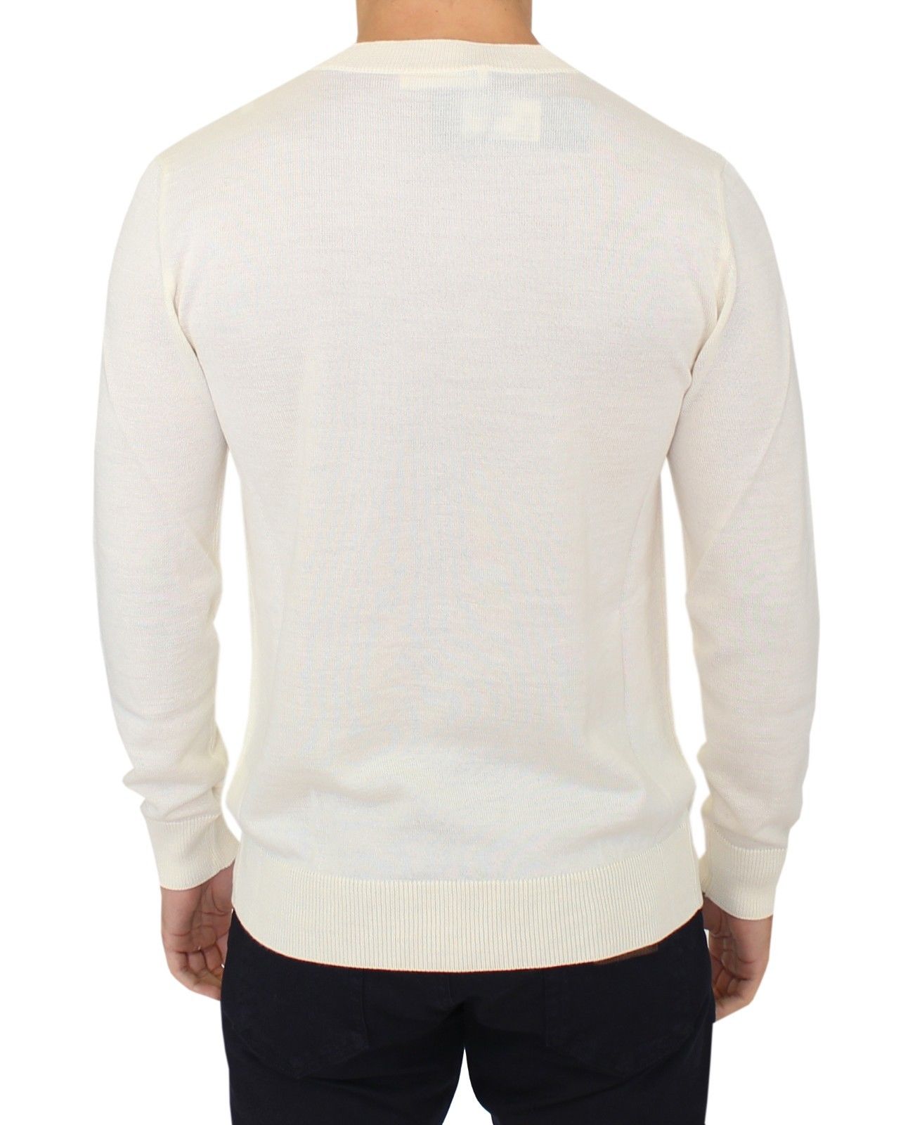 Ermanno Scervino Off White Wool Blend V-neck Pullover Sweater Ermanno Scervino