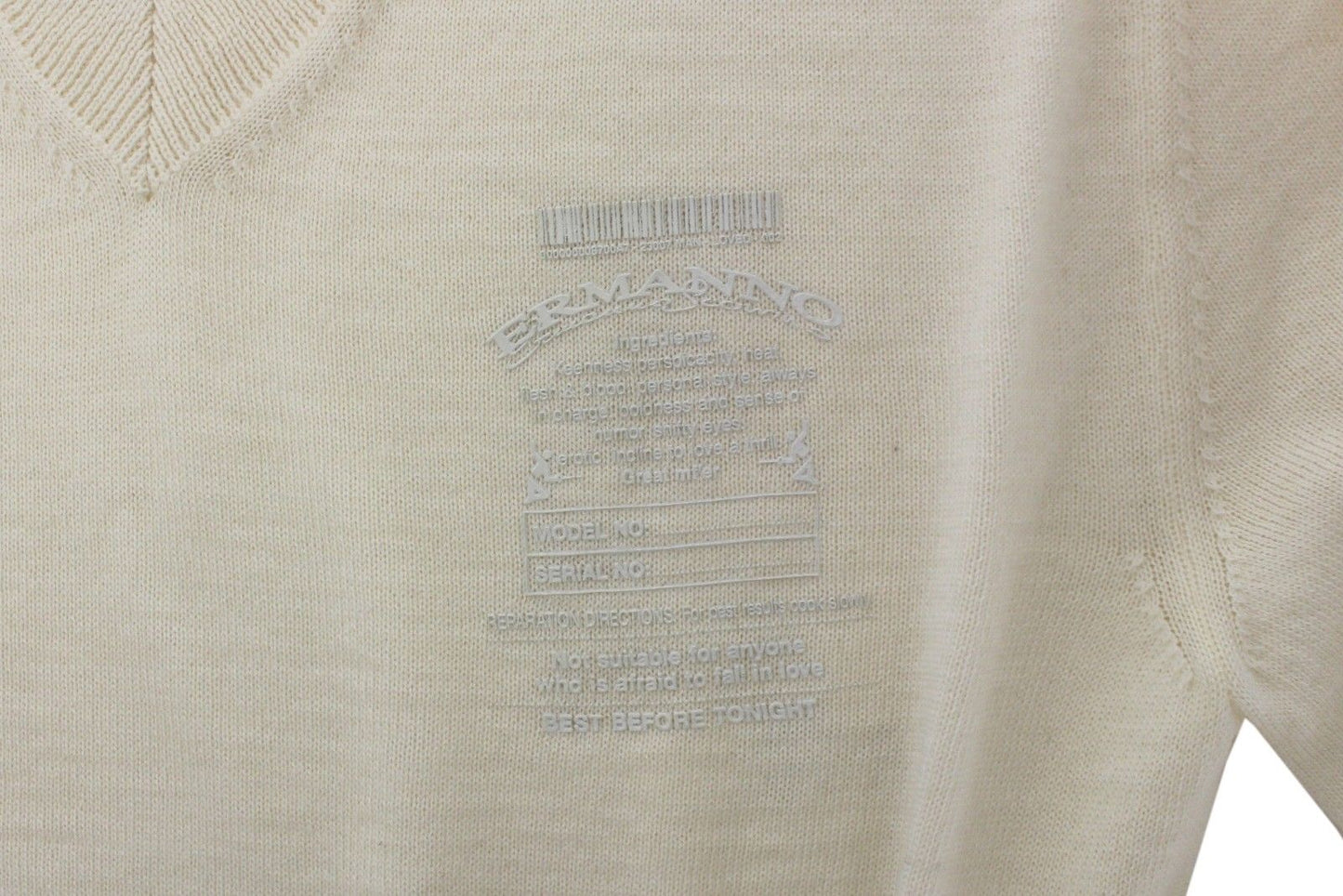 Ermanno Scervino Off White Wool Blend V-neck Pullover Sweater Ermanno Scervino