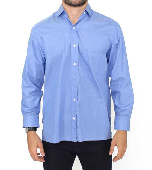 Ermanno Scervino Blue Cotton Dress Classic Fit Shirt Ermanno Scervino