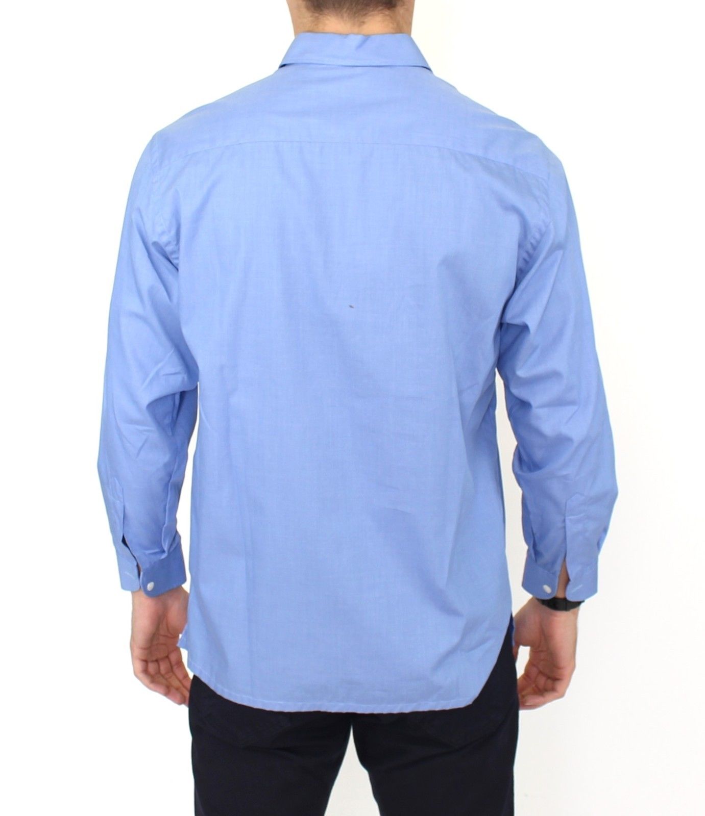 Ermanno Scervino Blue Cotton Dress Classic Fit Shirt Ermanno Scervino