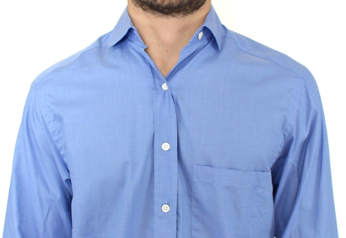 Ermanno Scervino Blue Cotton Dress Classic Fit Shirt Ermanno Scervino