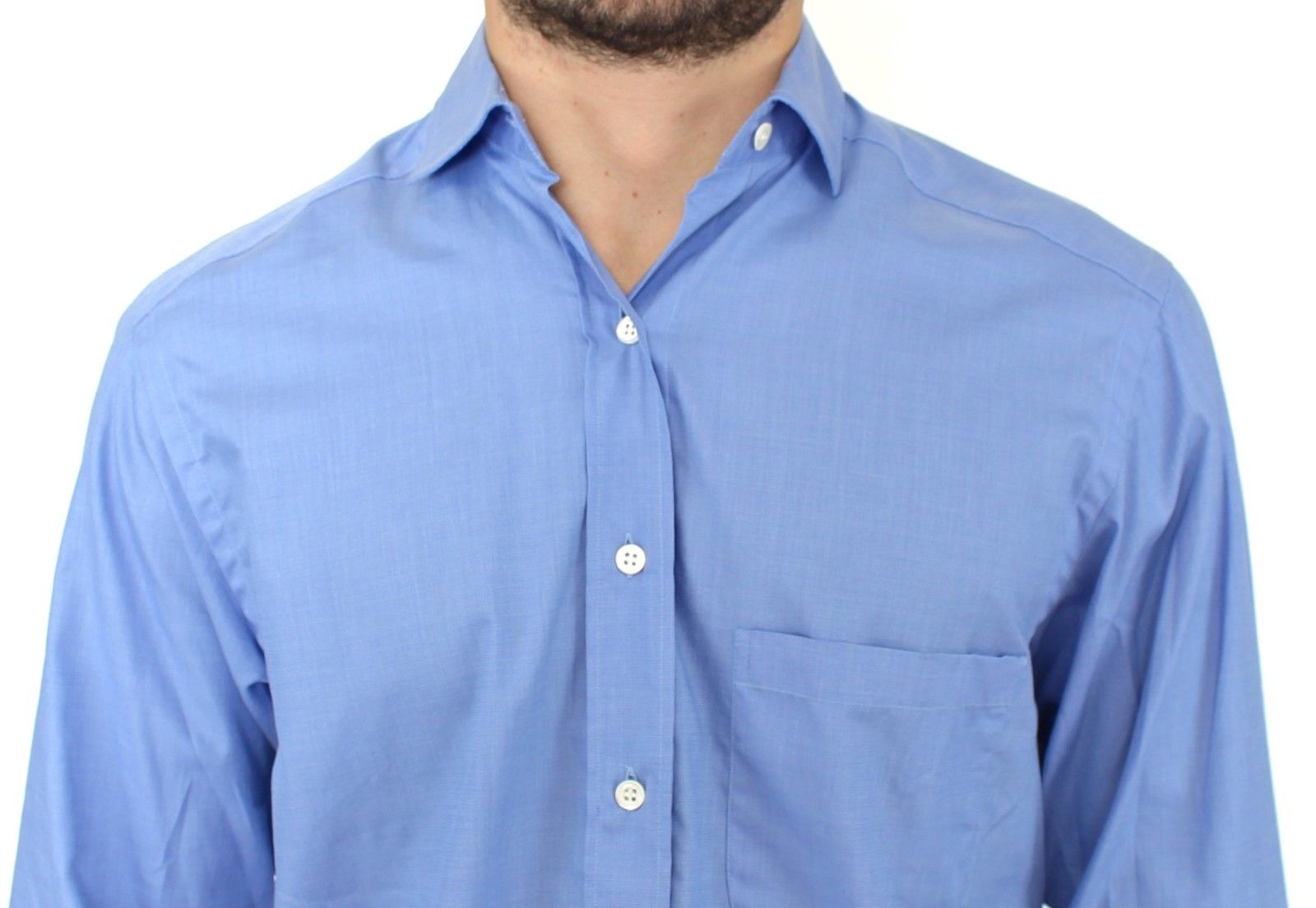 Ermanno Scervino Blue Cotton Dress Classic Fit Shirt Ermanno Scervino