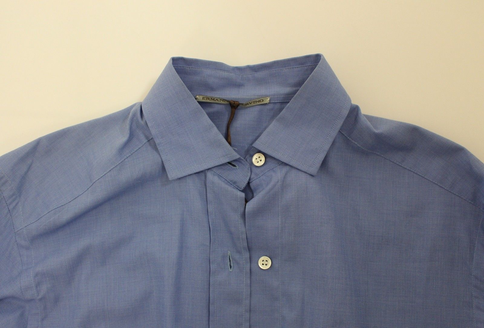 Ermanno Scervino Blue Cotton Dress Classic Fit Shirt Ermanno Scervino