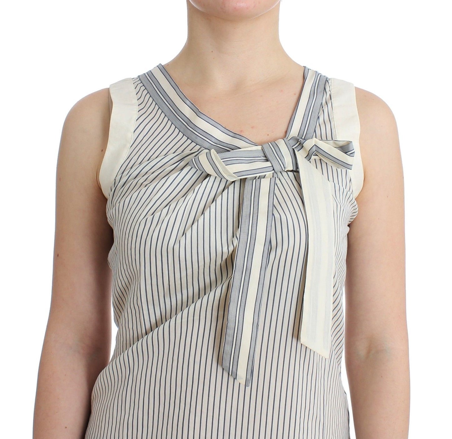 Ermanno Scervino Beachwear Striped Top Blouse Shirt Bow Tank Ermanno Scervino