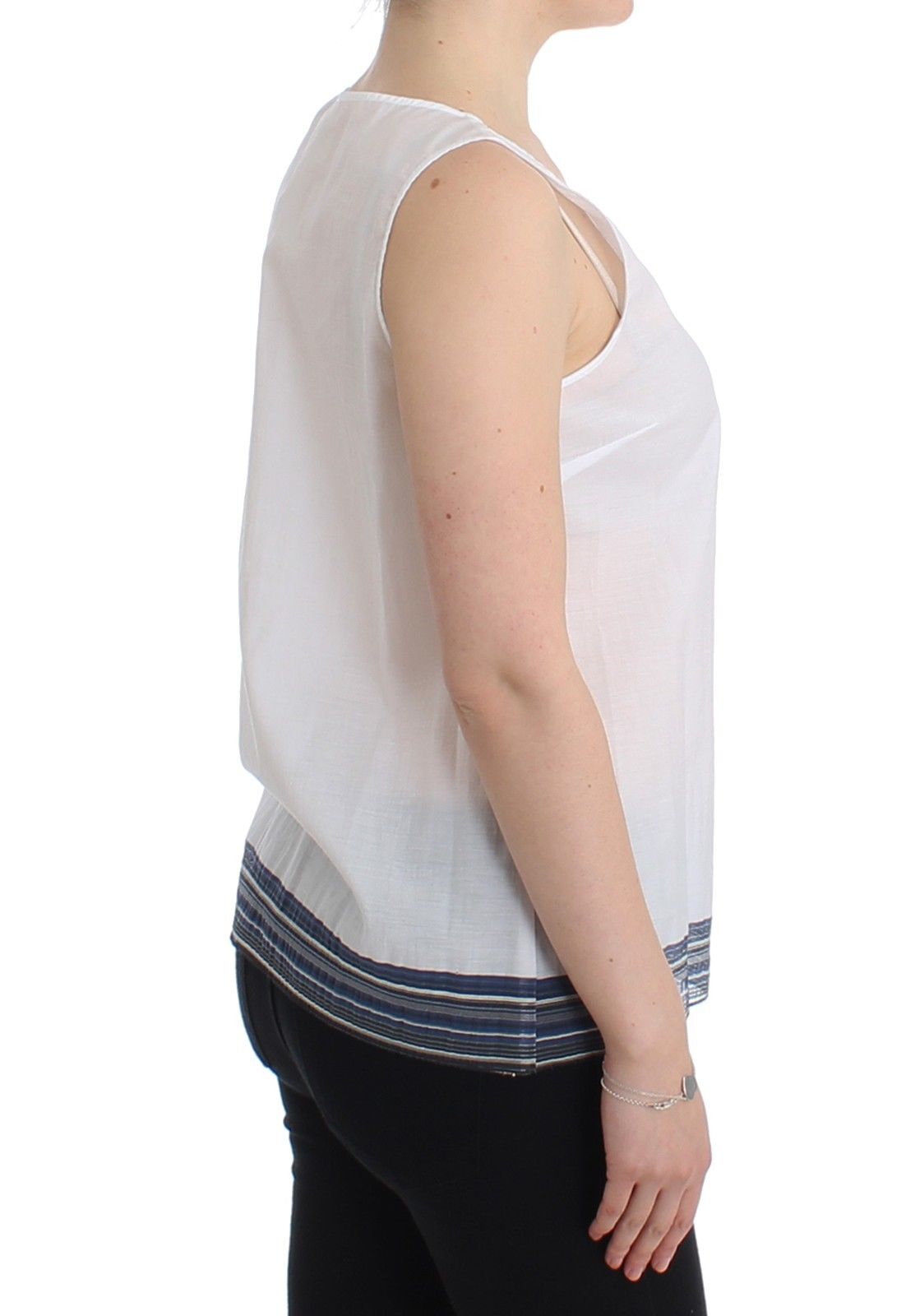 Ermanno Scervino White Blue Top Blouse Tank Shirt Sleeveless Ermanno Scervino