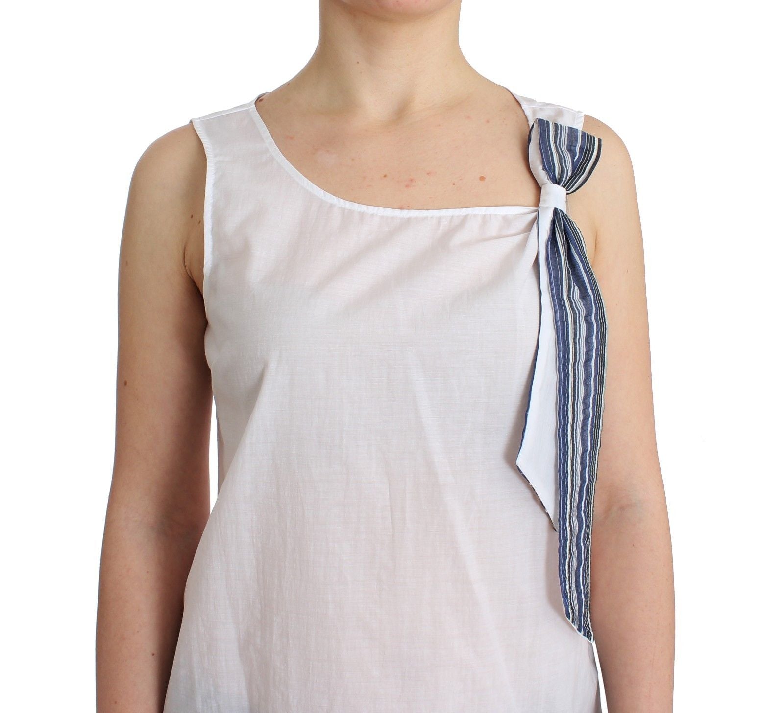 Ermanno Scervino White Blue Top Blouse Tank Shirt Sleeveless Ermanno Scervino