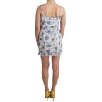 Ermanno Scervino Beachwear Blue Floral Beach Mini Dress Short