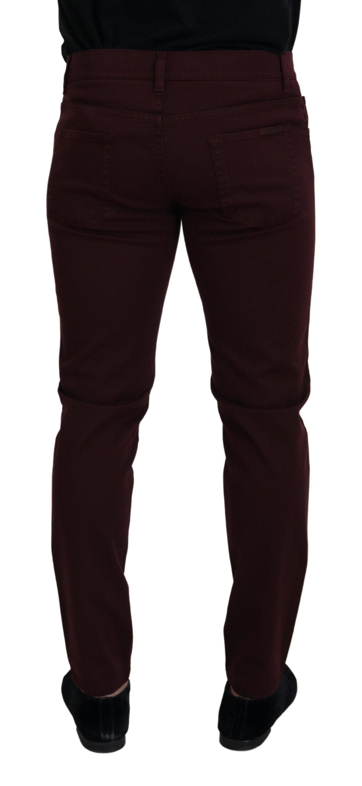 Dolce & Gabbana Bordeaux Cotton Stretch GOLD Denim Jeans Dolce & Gabbana