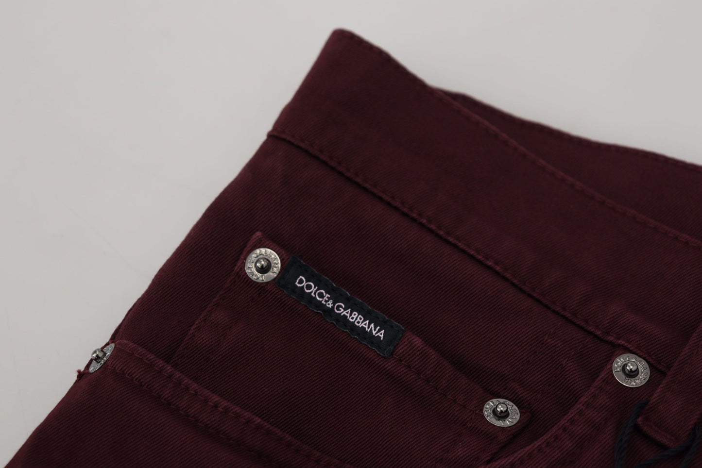 Dolce & Gabbana Bordeaux Cotton Stretch GOLD Denim Jeans Dolce & Gabbana