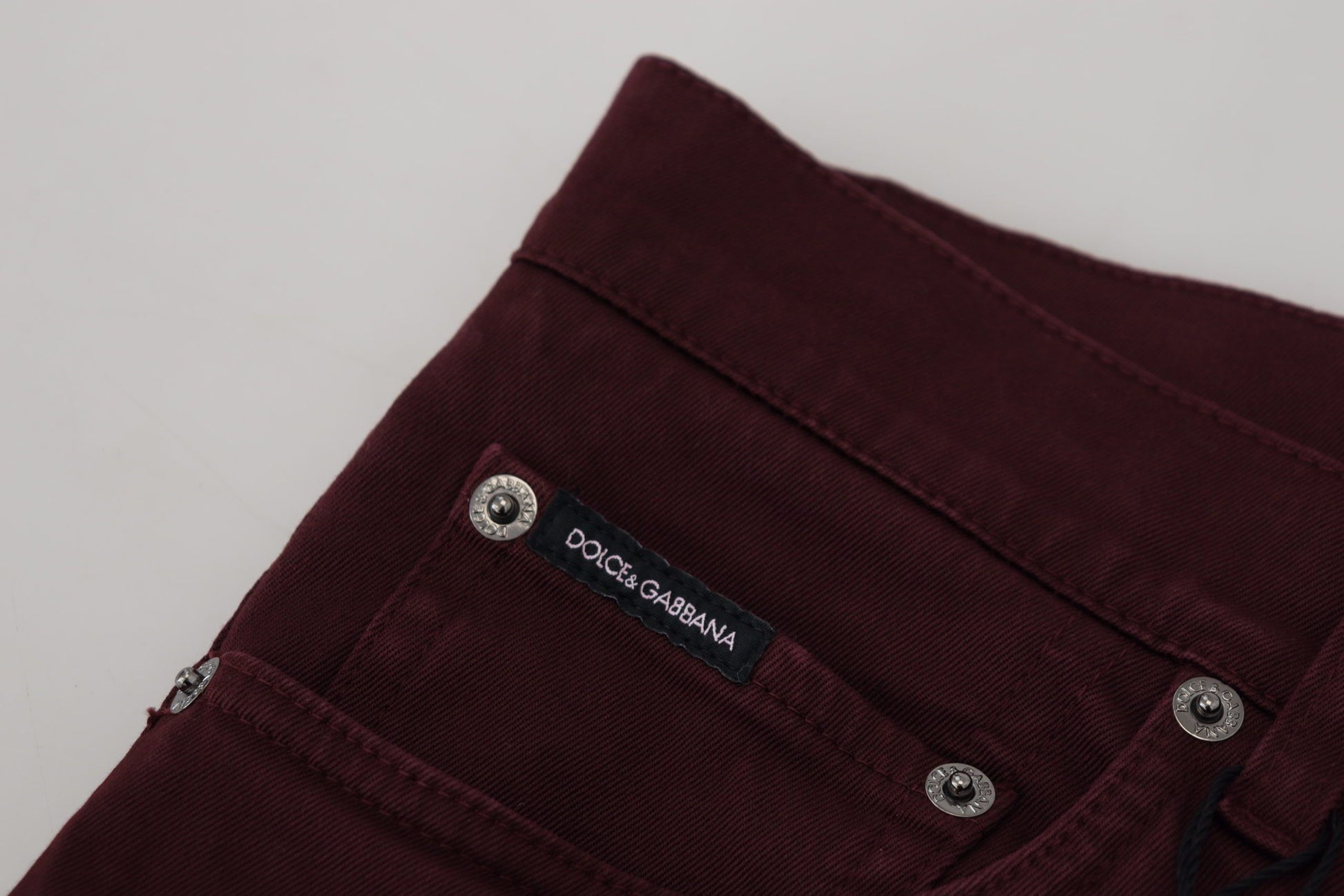 Dolce & Gabbana Bordeaux Cotton Stretch GOLD Denim Jeans Dolce & Gabbana