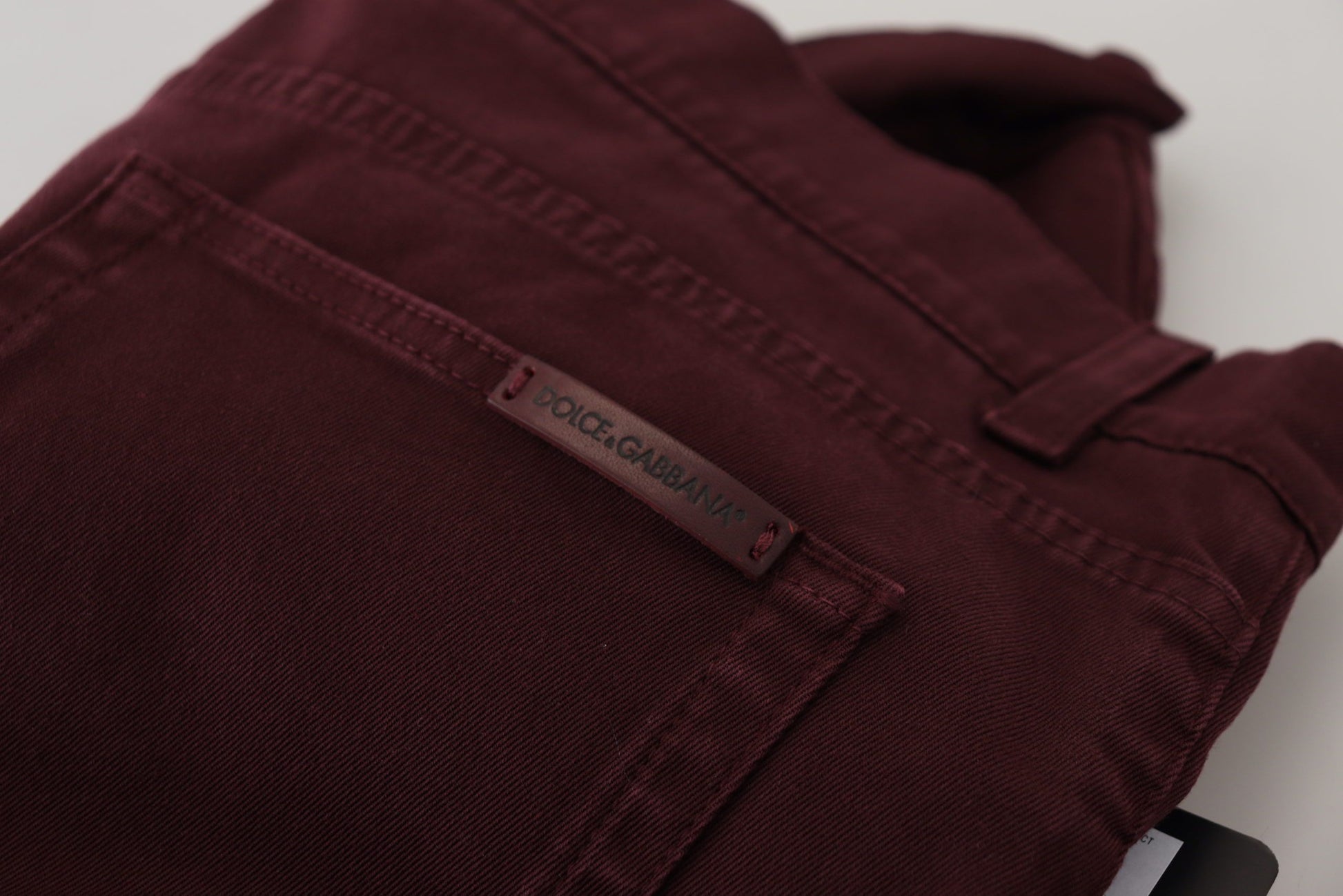 Dolce & Gabbana Bordeaux Cotton Stretch GOLD Denim Jeans Dolce & Gabbana