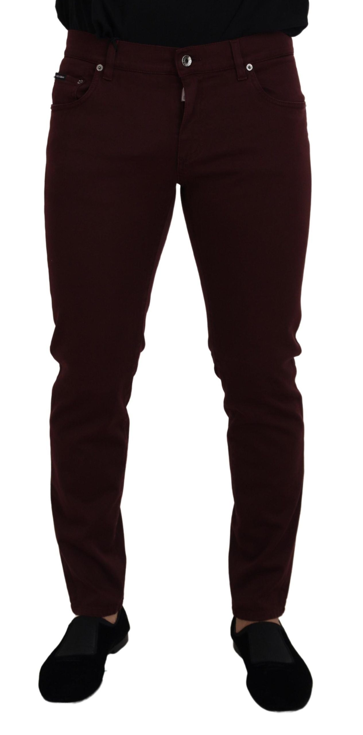 Dolce & Gabbana Bordeaux Cotton Stretch GOLD Denim Jeans Dolce & Gabbana