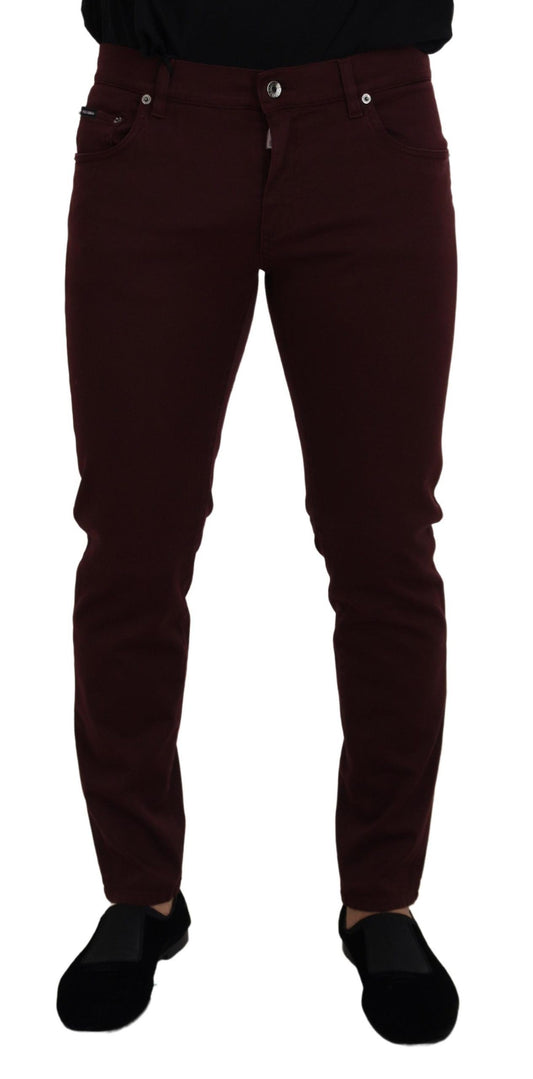 Dolce & Gabbana Bordeaux Cotton Stretch GOLD Denim Jeans Dolce & Gabbana