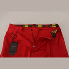 Dolce & Gabbana Red Cotton Slim Fit Trousers Chinos Pants