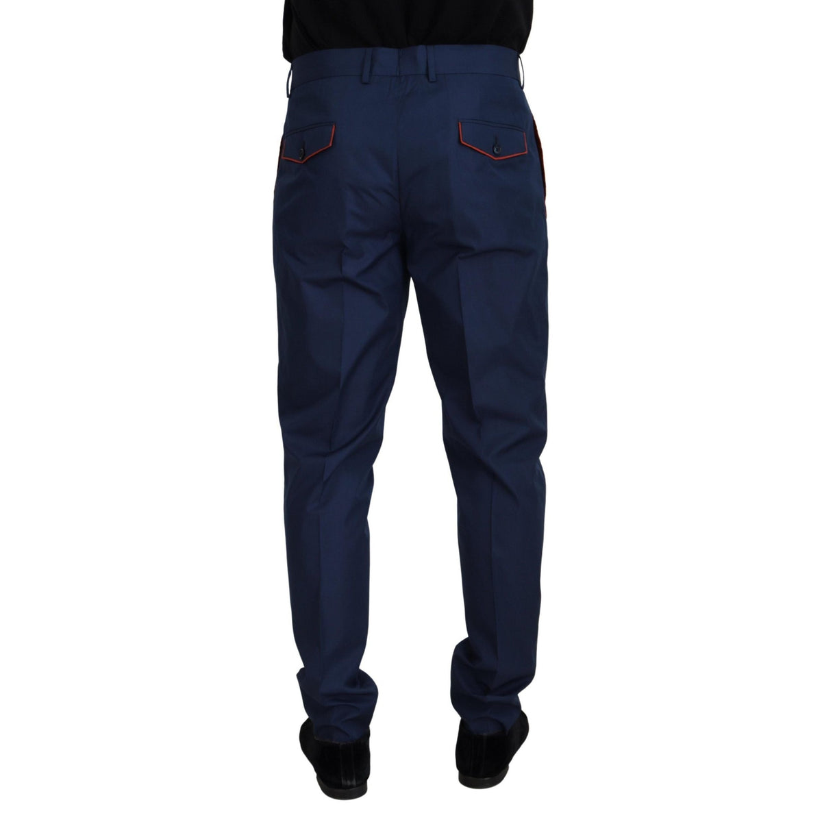 Dolce & Gabbana Blue Cotton Silk Trousers Chinos Pants