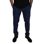 Dolce & Gabbana Blue Cotton Silk Trousers Chinos Pants