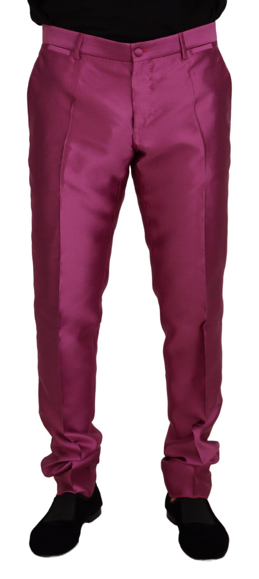 Dolce & Gabbana Pink Silk Slim Trousers Dress Formal Pants Dolce & Gabbana