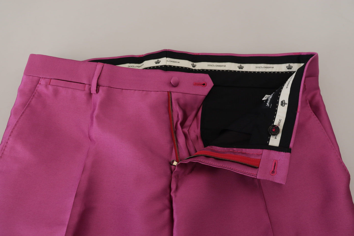 Dolce & Gabbana Pink Silk Slim Trousers Dress Formal Pants Dolce & Gabbana