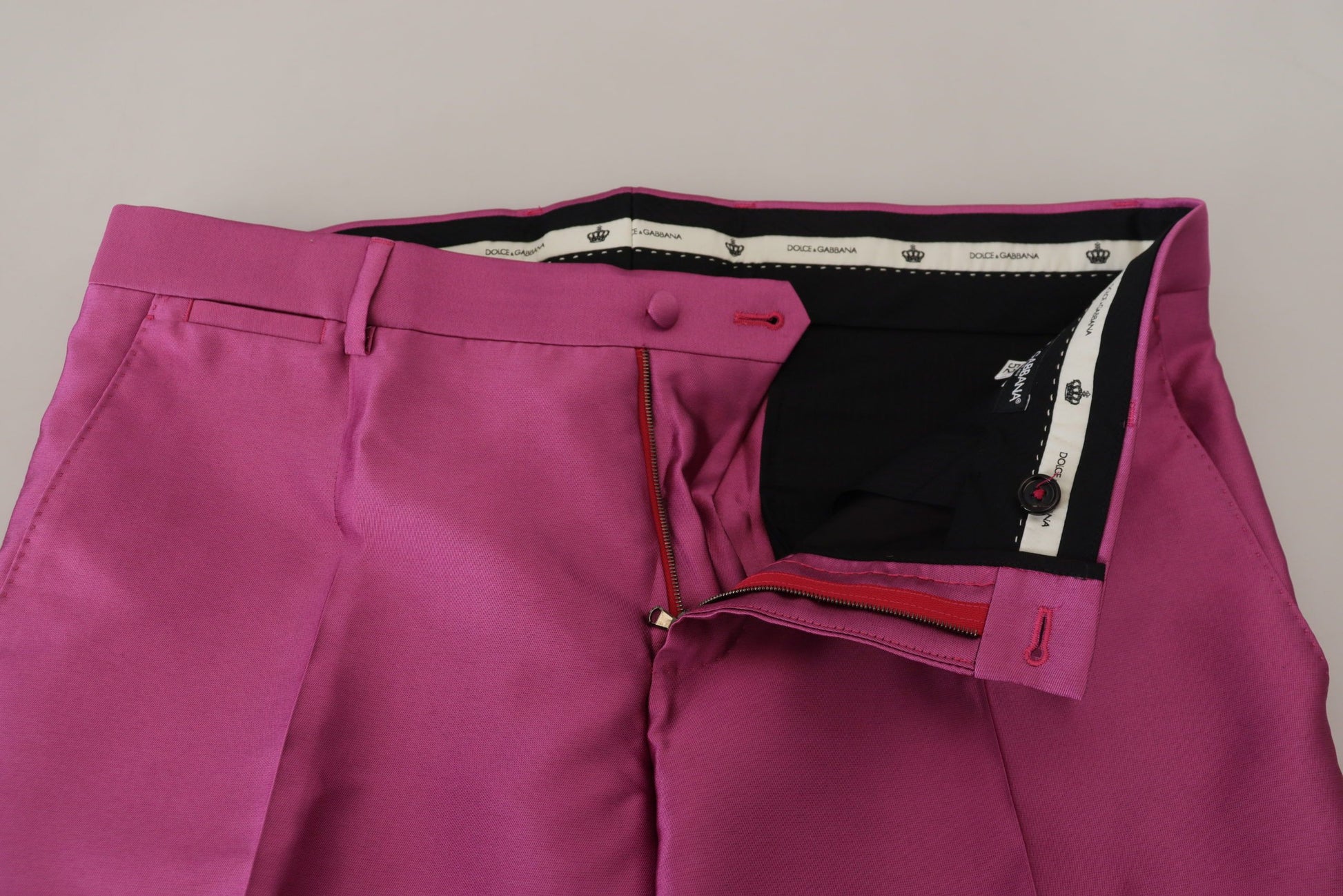 Dolce & Gabbana Pink Silk Slim Trousers Dress Formal Pants Dolce & Gabbana