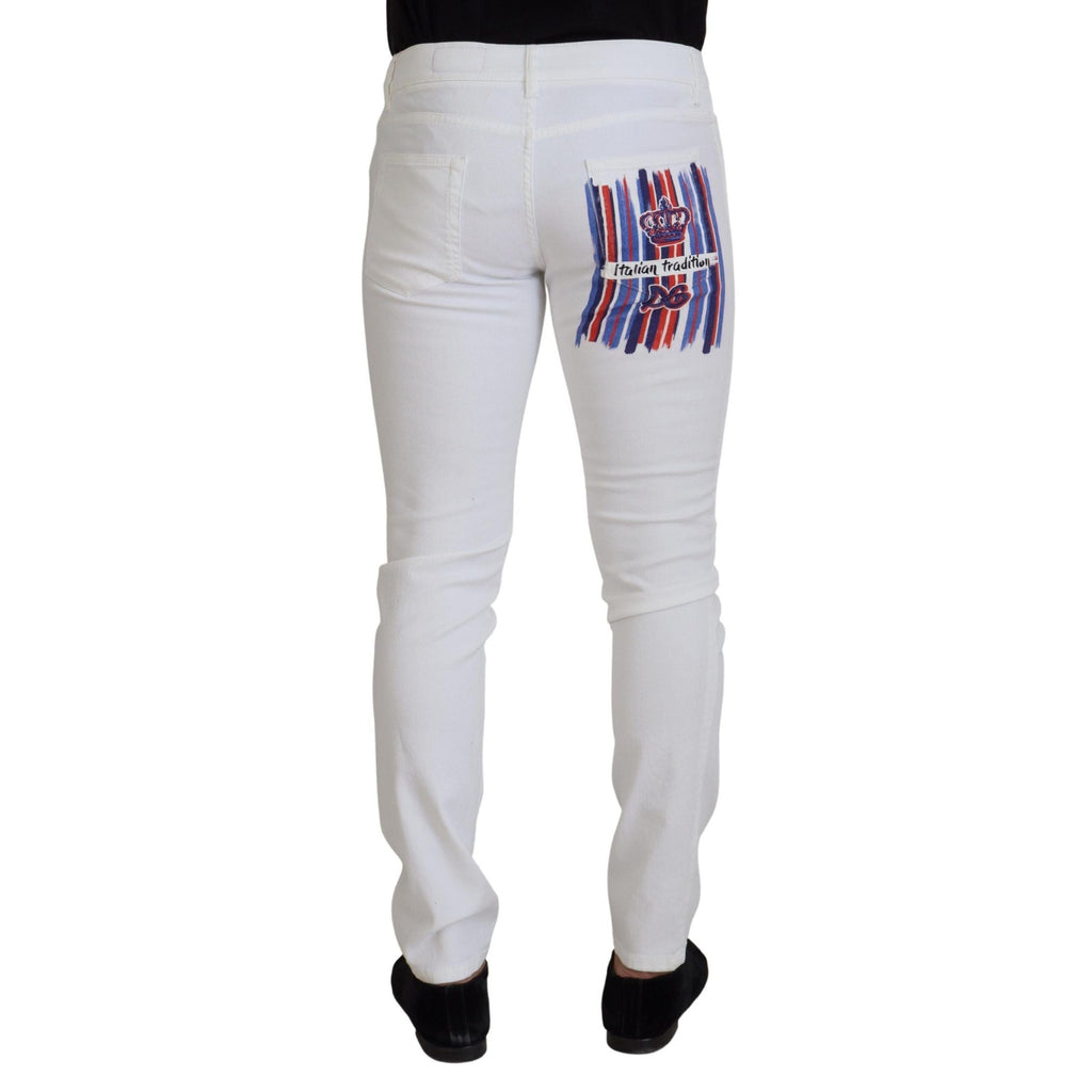 Dolce & Gabbana White Slim Skinny Stretch Cotton Denim Jeans