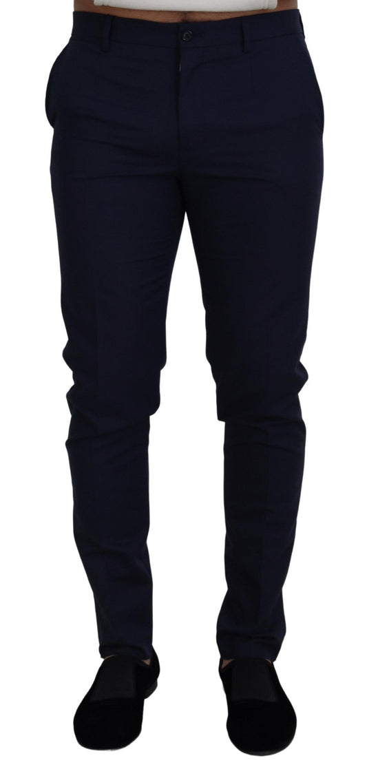 Dolce & Gabbana Blue Linen Cotton Slim Trousers Chinos Pants Dolce & Gabbana