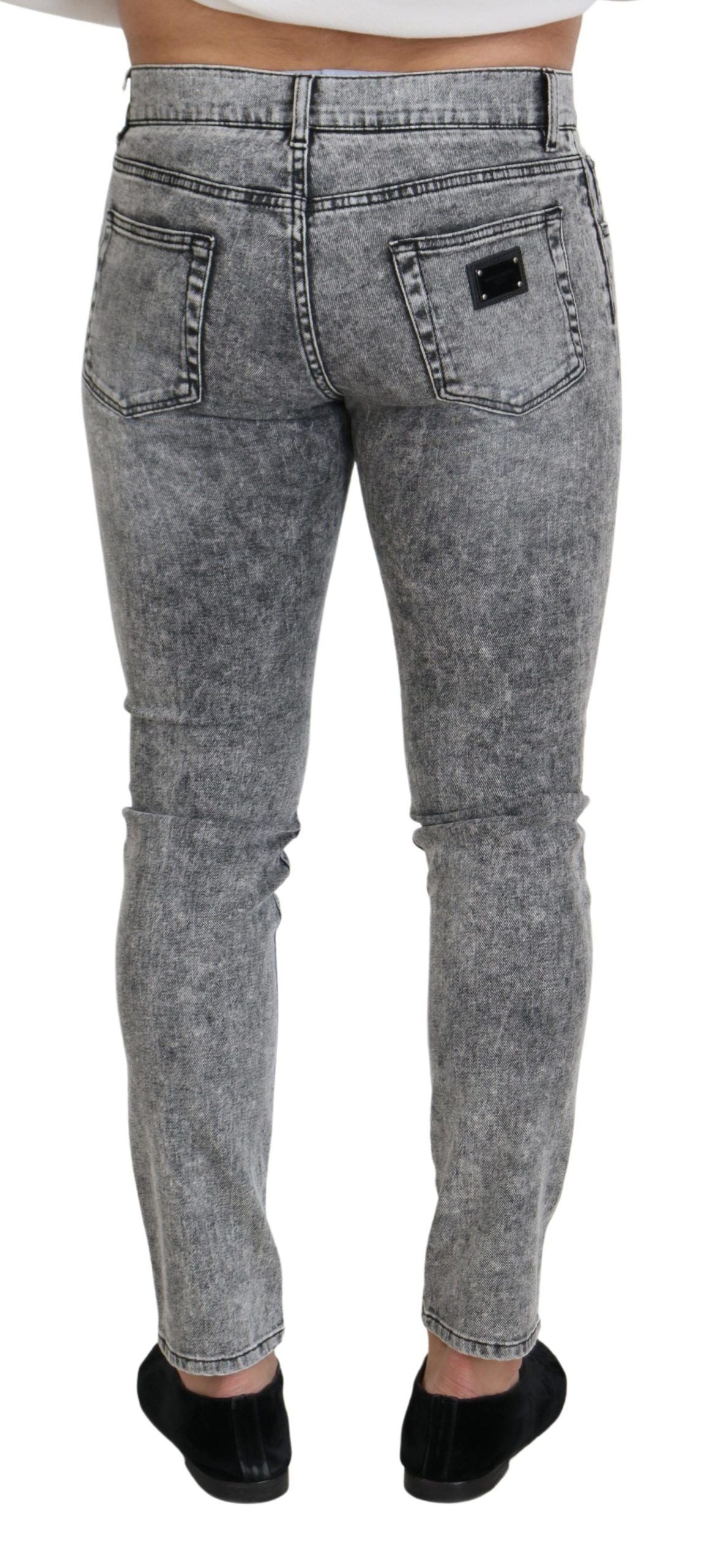 Dolce & Gabbana Gray Slim Fit Wash Stretch Cotton Denim Jeans Dolce & Gabbana