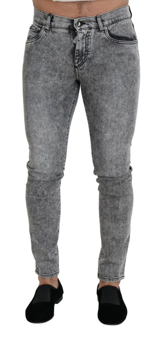 Dolce & Gabbana Gray Slim Fit Wash Stretch Cotton Denim Jeans Dolce & Gabbana