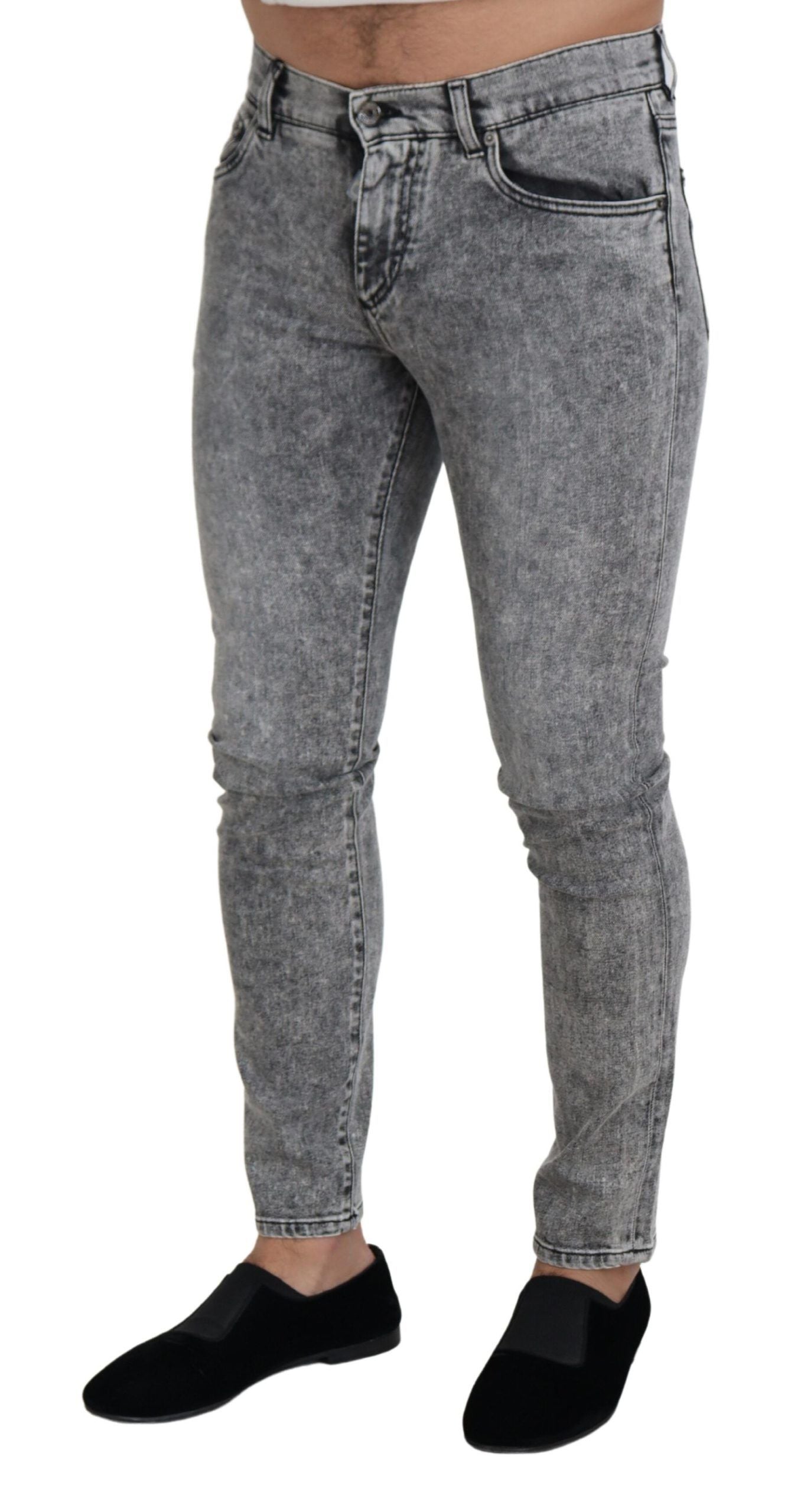 Dolce & Gabbana Gray Slim Fit Wash Stretch Cotton Denim Jeans Dolce & Gabbana