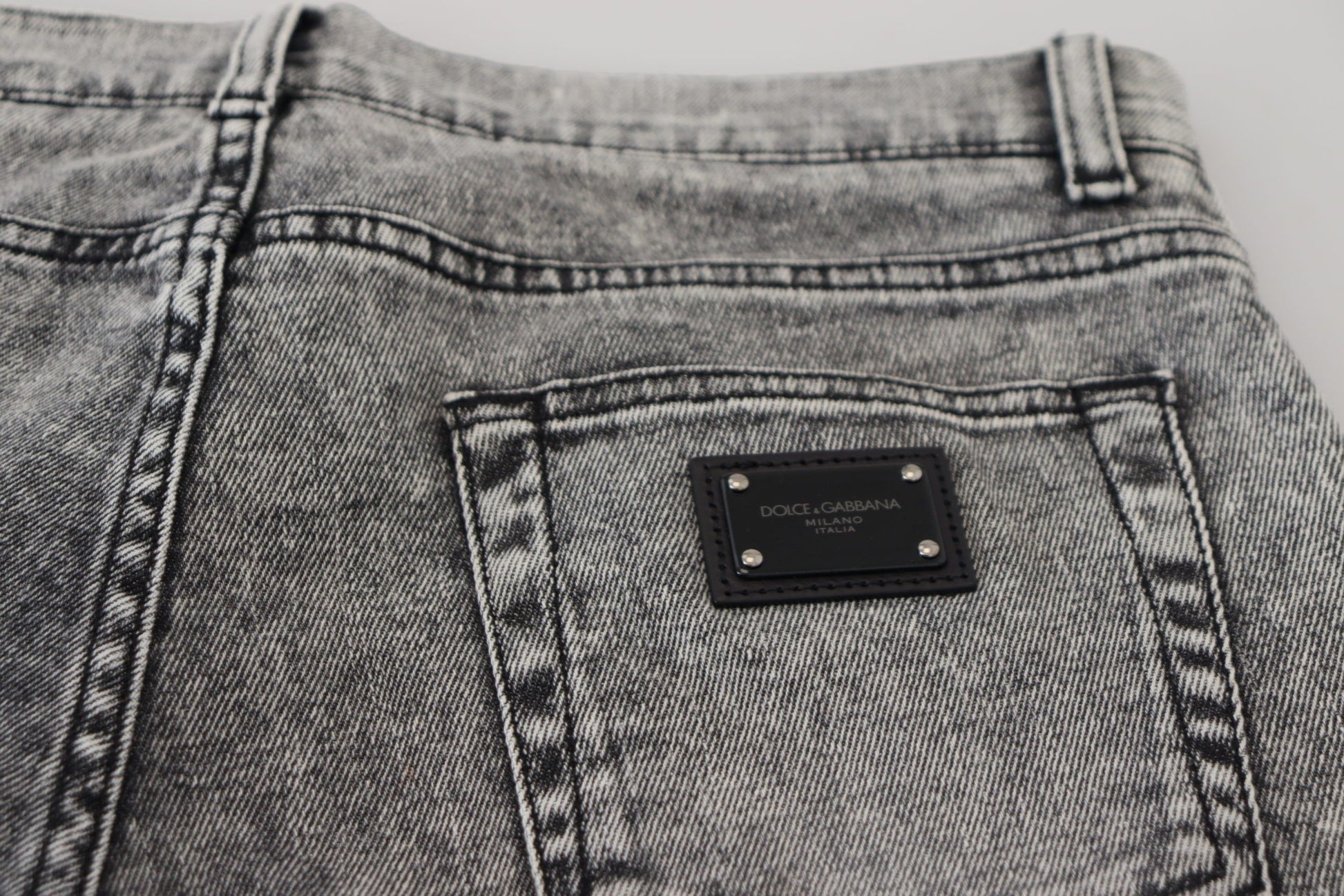 Dolce & Gabbana Gray Slim Fit Wash Stretch Cotton Denim Jeans Dolce & Gabbana