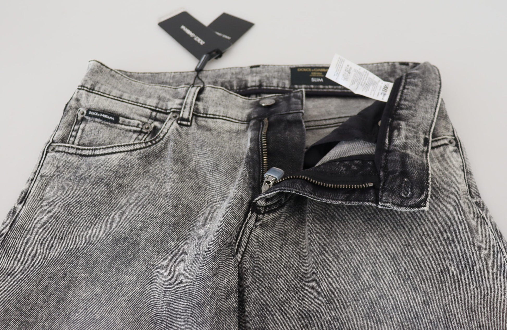 Dolce & Gabbana Gray Slim Fit Wash Stretch Cotton Denim Jeans Dolce & Gabbana