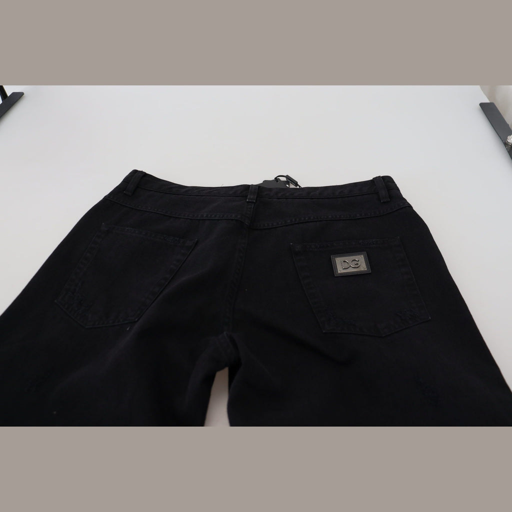 Dolce & Gabbana Black Loose Regular Torn Cotton Jeans