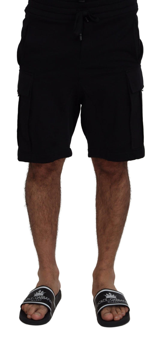 Dolce & Gabbana Black Cotton Bermuda Cargo Shorts Dolce & Gabbana