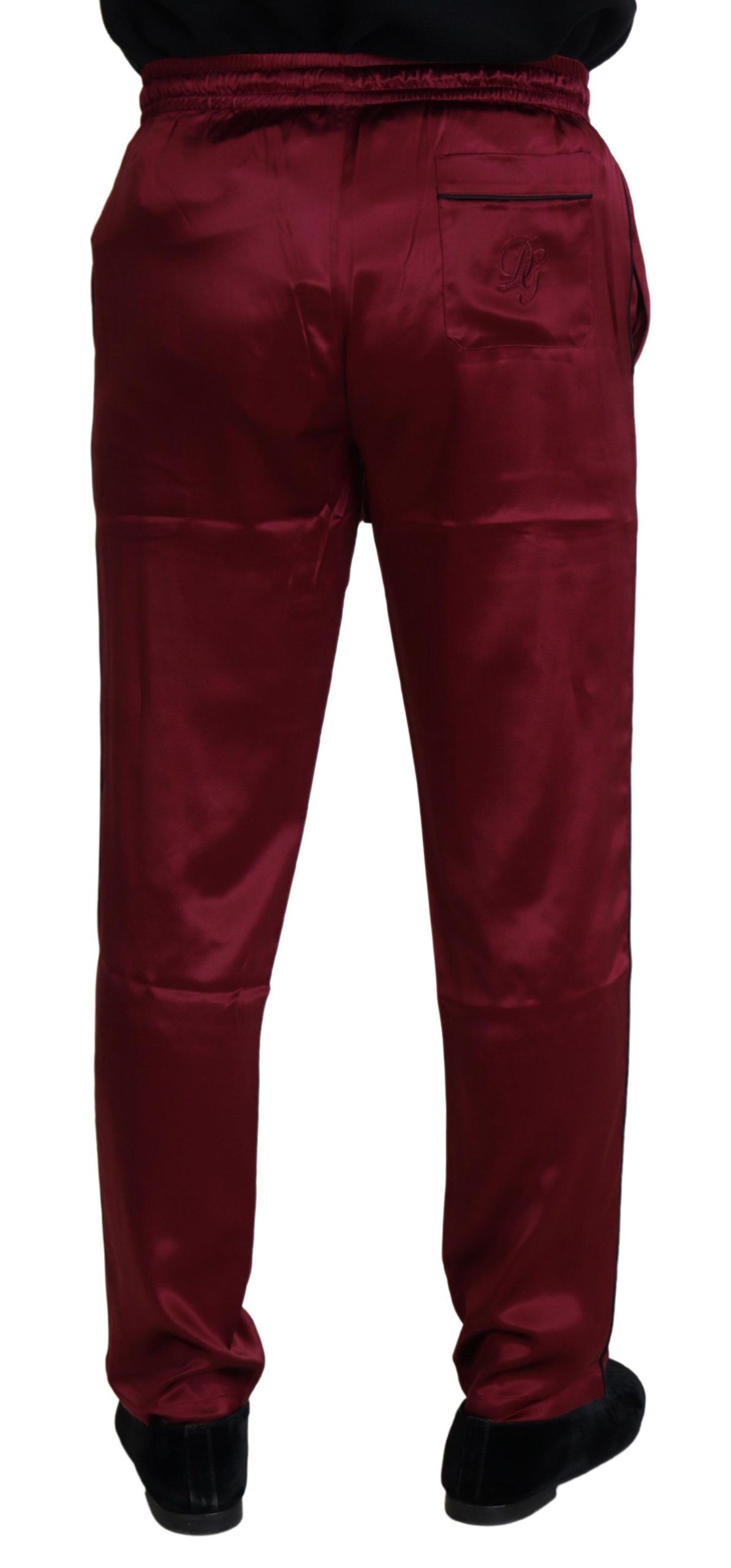 Dolce & Gabbana Bordeaux Silk DG Sleep Lounge Pants Dolce & Gabbana