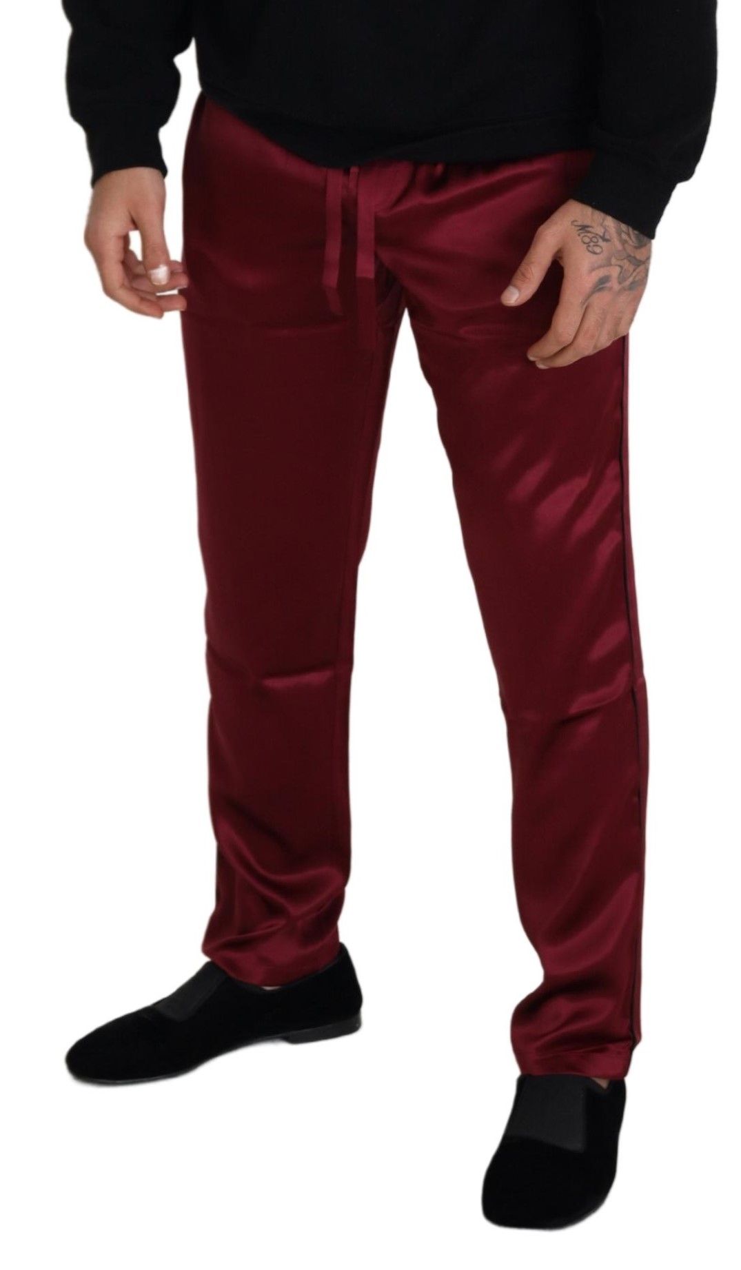 Dolce & Gabbana Bordeaux Silk DG Sleep Lounge Pants Dolce & Gabbana