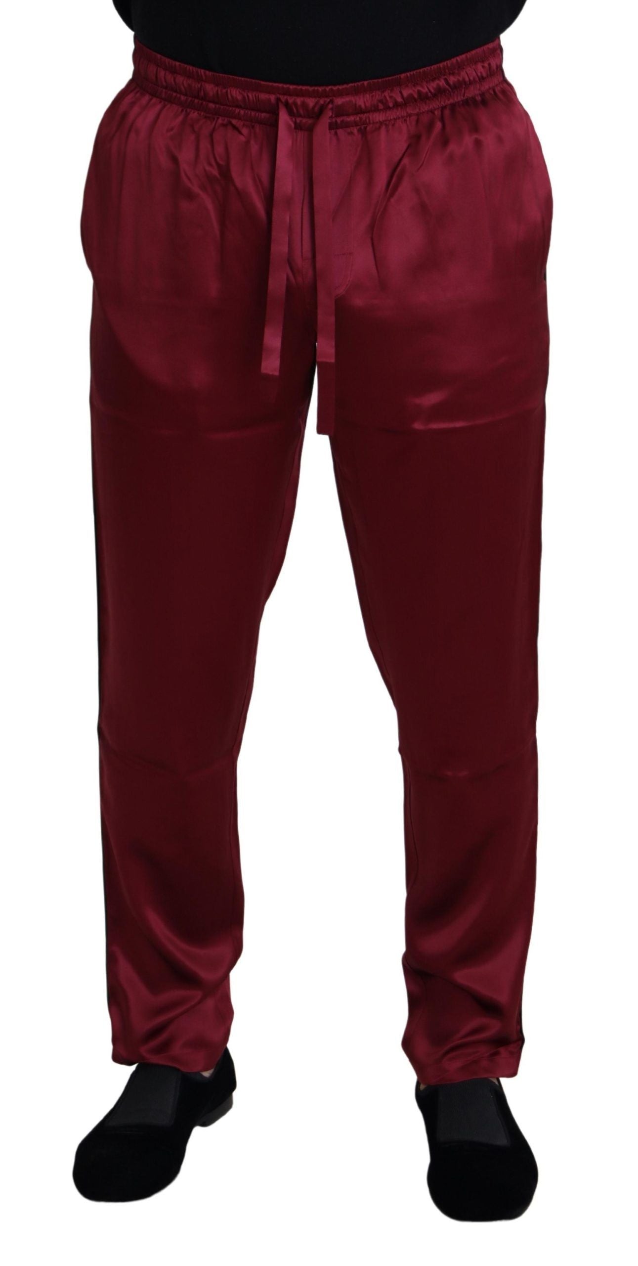 Dolce & Gabbana Bordeaux Silk DG Sleep Lounge Pants Dolce & Gabbana