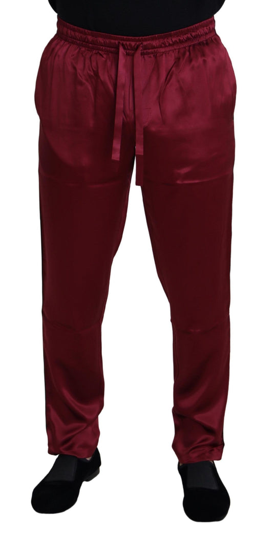 Dolce & Gabbana Bordeaux Silk DG Sleep Lounge Pants Dolce & Gabbana