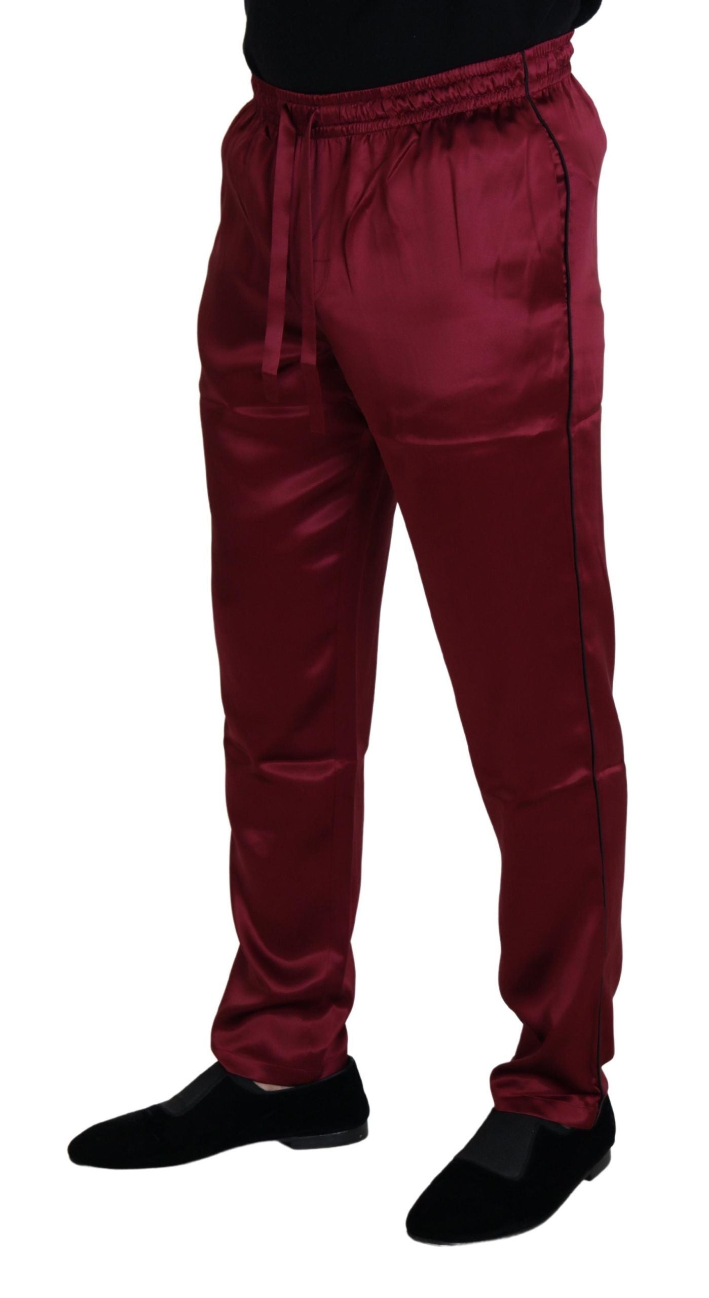 Dolce & Gabbana Bordeaux Silk DG Sleep Lounge Pants Dolce & Gabbana