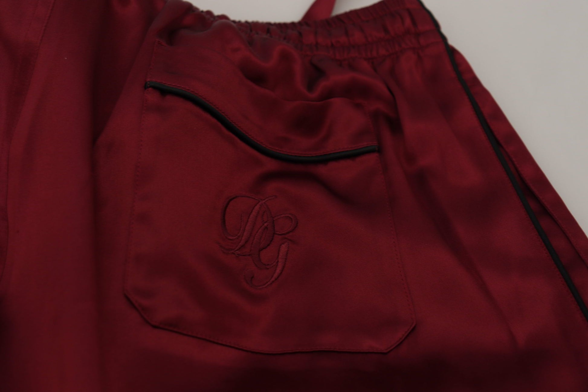 Dolce & Gabbana Bordeaux Silk DG Sleep Lounge Pants Dolce & Gabbana
