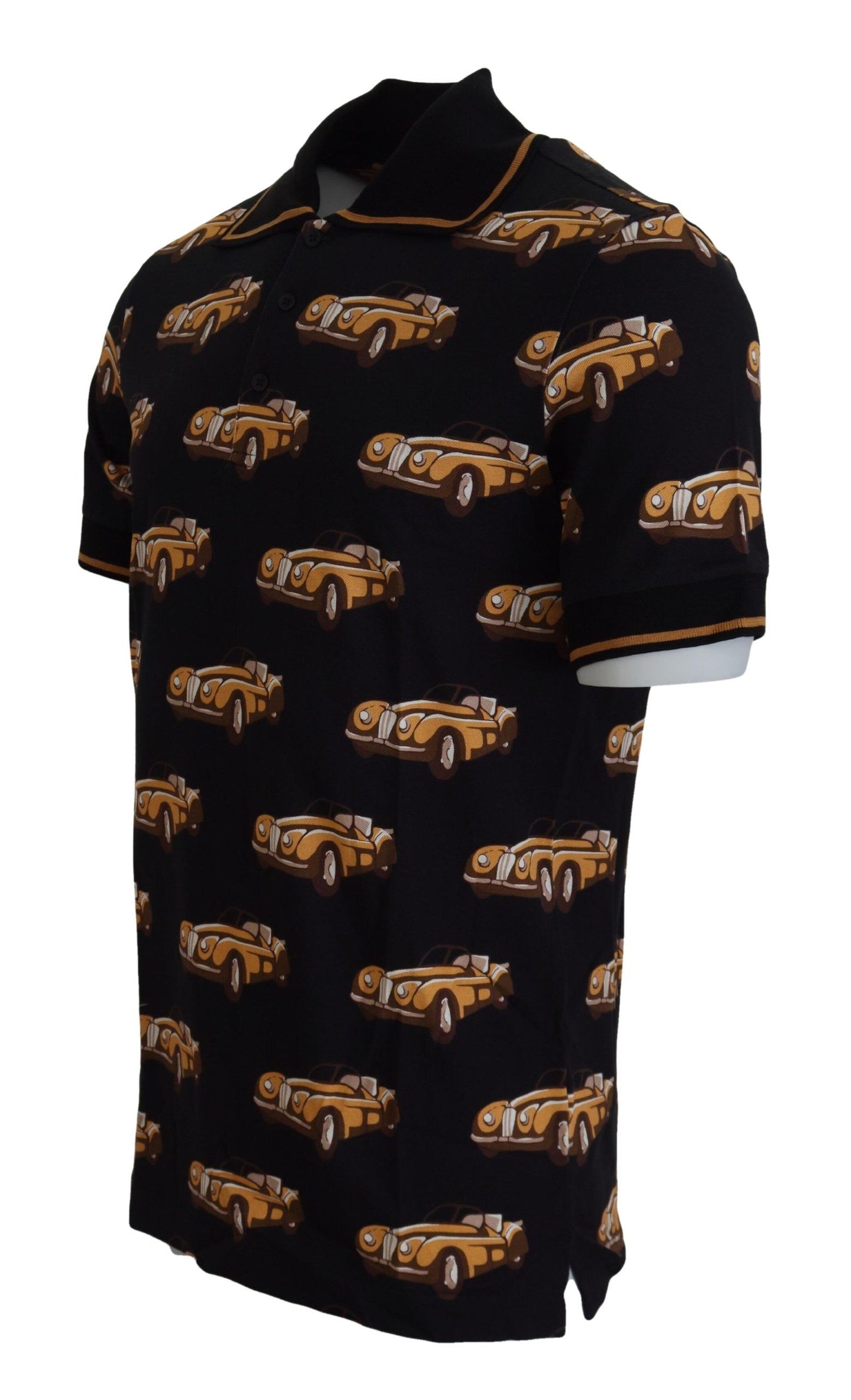 Dolce & Gabbana Black Car Print Short Sleeve Polo T-shirt Dolce & Gabbana