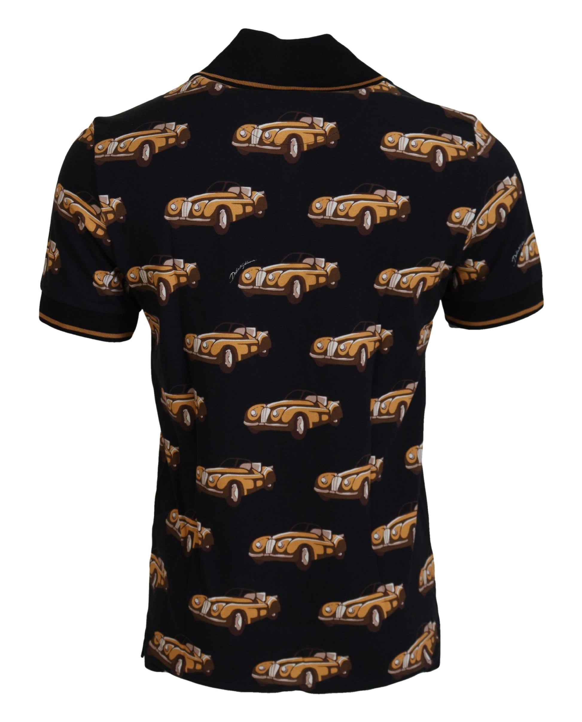 Dolce & Gabbana Black Car Print Short Sleeve Polo T-shirt Dolce & Gabbana