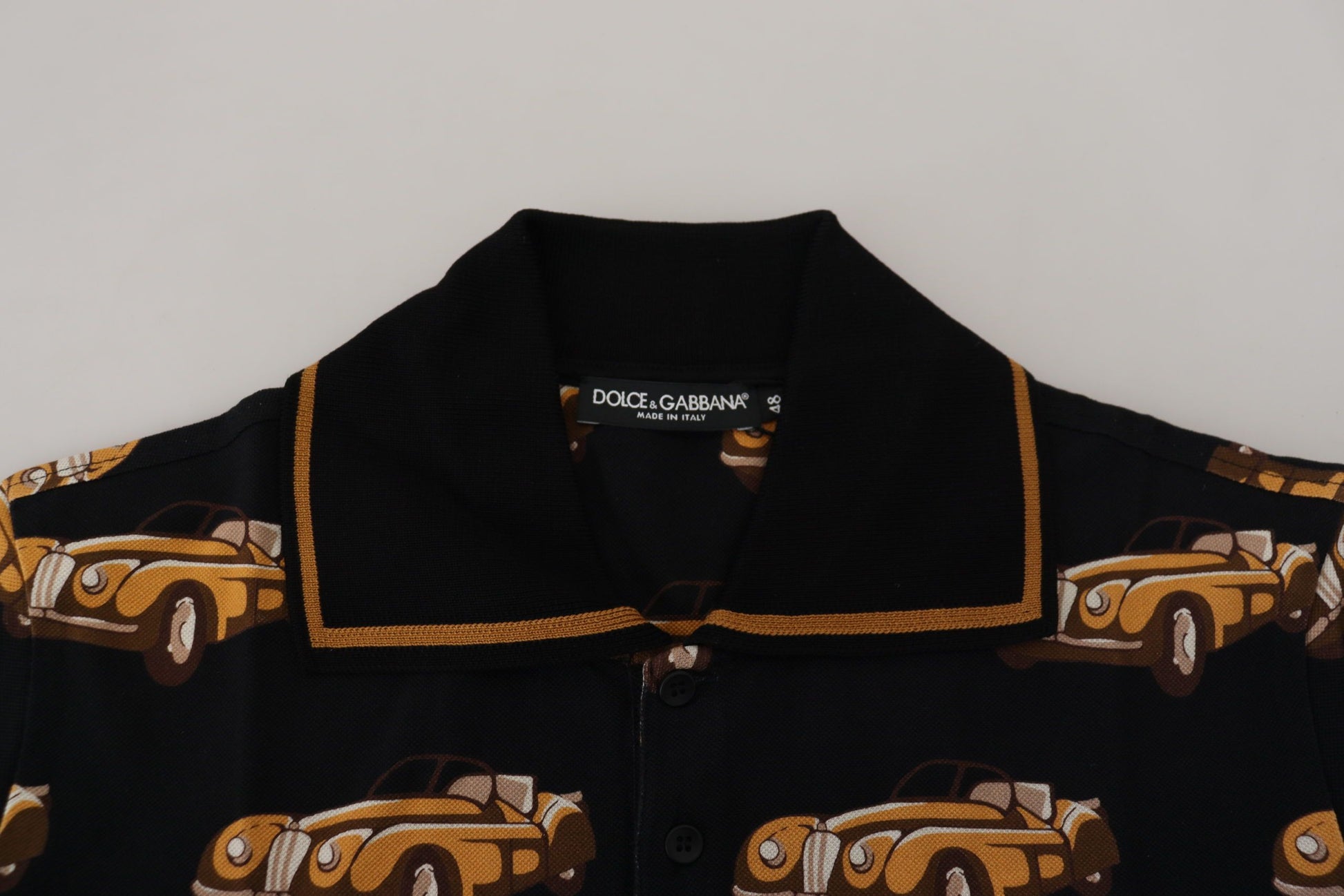 Dolce & Gabbana Black Car Print Short Sleeve Polo T-shirt Dolce & Gabbana
