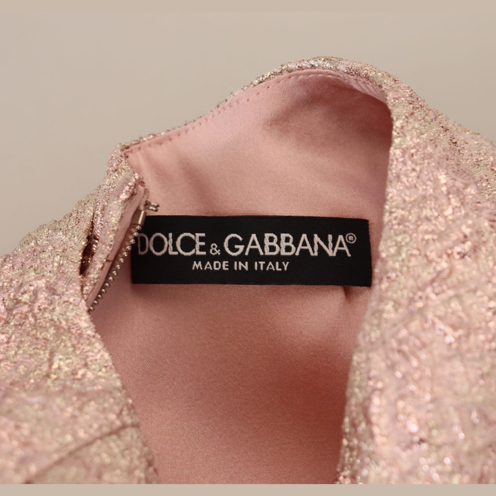 Dolce & Gabbana Pink Jaquard 3/4 Sleeve Sheath Midi Dress