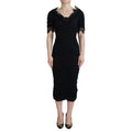 Dolce & Gabbana Black Sheath Midi Bodycon Lace Silk Dress
