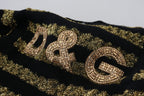 Black cashmere sweater with gold D&G crystal embellishments by Dolce & Gabbana, featuring a stylish, luxurious design.