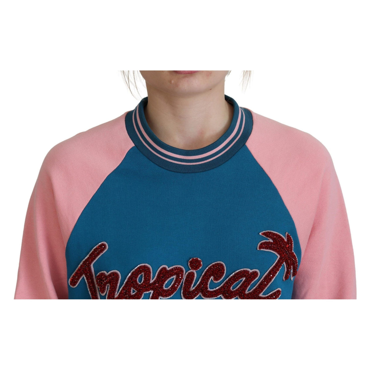 Dolce & Gabbana Blue Pink Queen Sequin Crystal Sweater