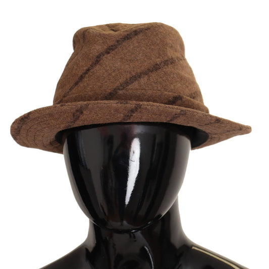 Dolce & Gabbana Brown Fedora Striped Print Summer Hat Dolce & Gabbana