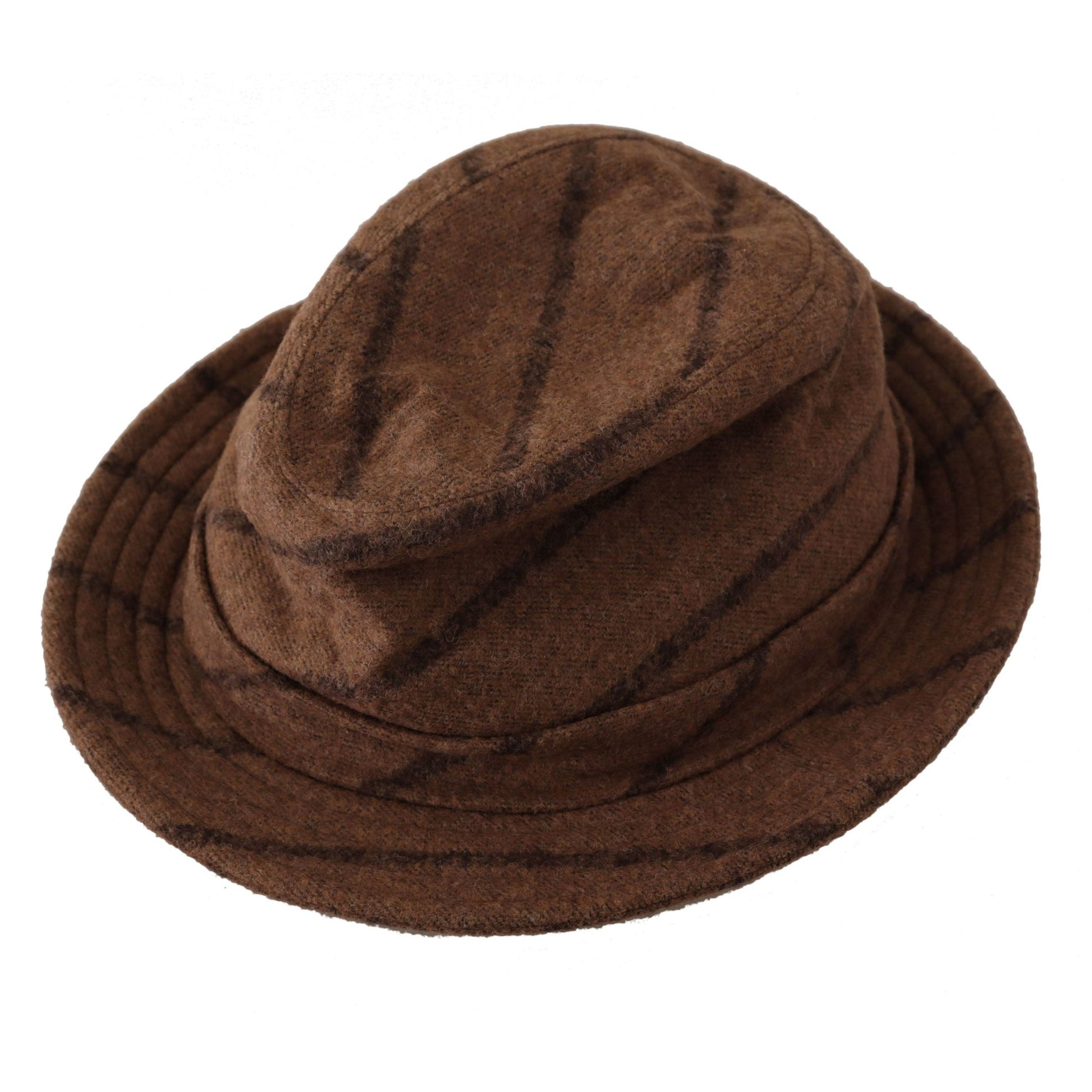 Dolce & Gabbana Brown Fedora Striped Print Summer Hat Dolce & Gabbana